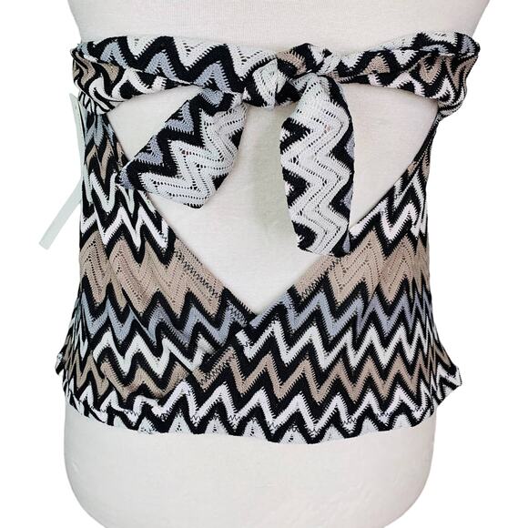 Perry Ellis Tankini Top S Black White Gray Taupe Chevron Removable Pads New - Picture 4 of 11